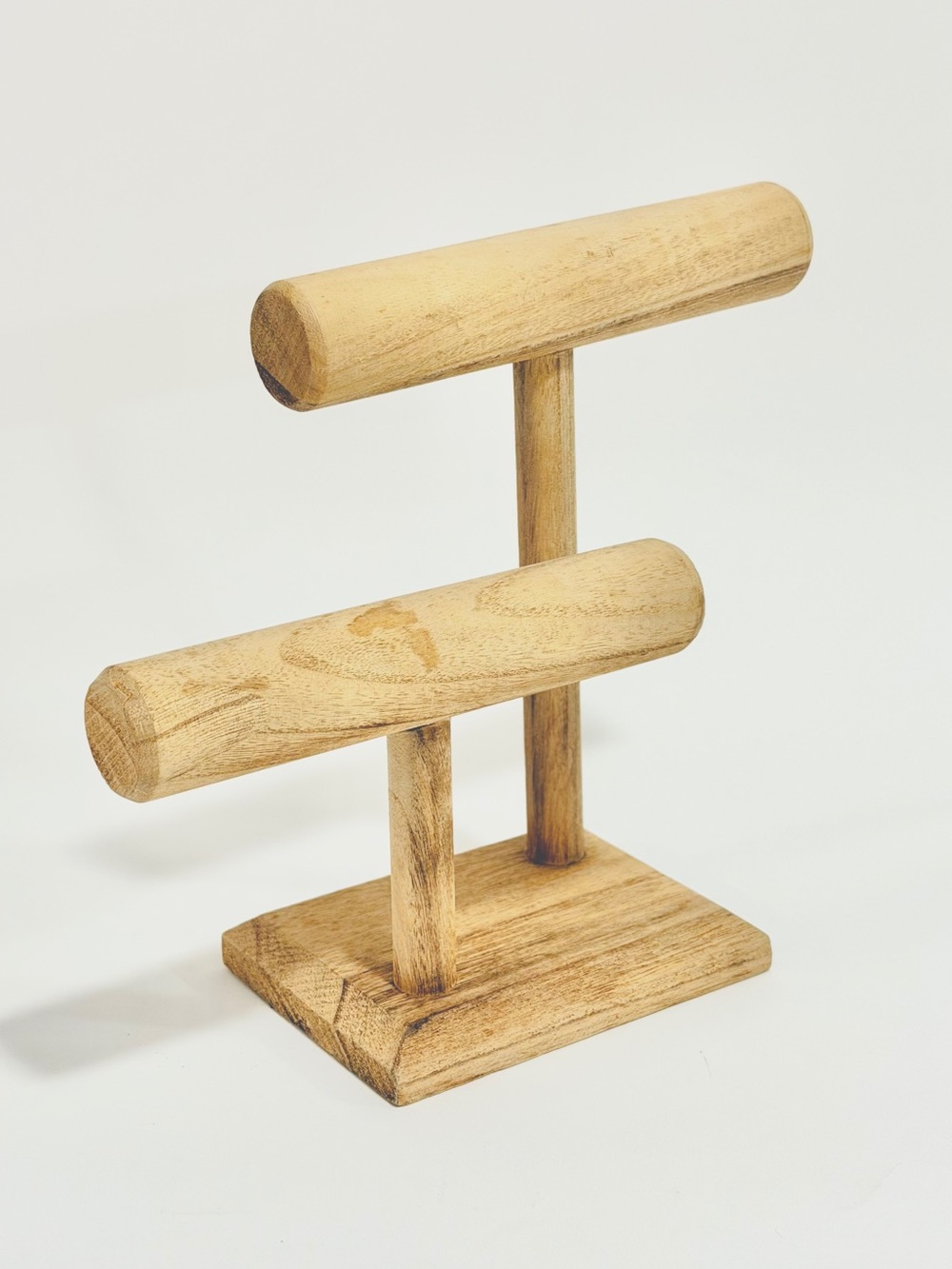 Wood Double-Bar Bracelet & Jewelry Display Stand - Natural